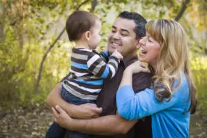 A mother and father preparing for child custody mediation