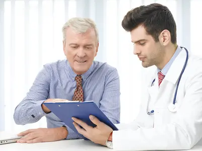Consulting with doctor